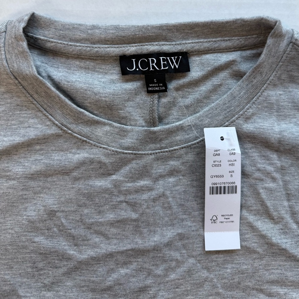 NWT J. Crew Refined Rib Elbow-Sleeve T-Shirt Heather Gray Silver Size S C1023 - Picture 7 of 15